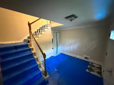 blue tarp in the basement